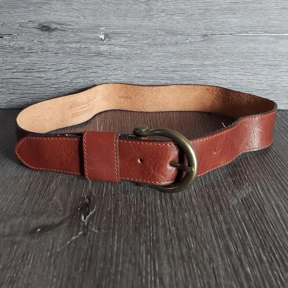 NEW Eddie Bauer Brown Leather Belt Size Medium